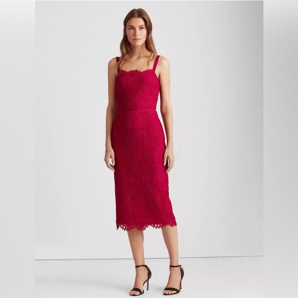 NWT Ralph Lauren Lace Dress Fuchsia Size 8